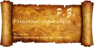 Pirnitzer Zakariás névjegykártya